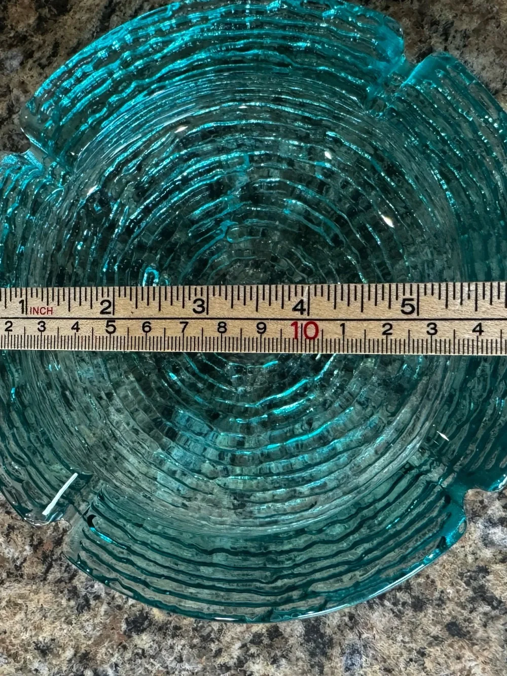 Vintage Anchor Hocking Soreno Aqua Blue Glass Ashtray 6 1/2” MCM